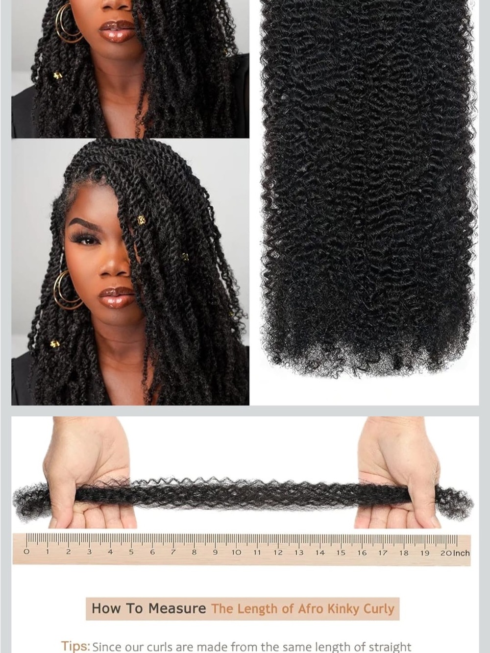 Afro Kinky Curly Crochet Hair Extensions - Black